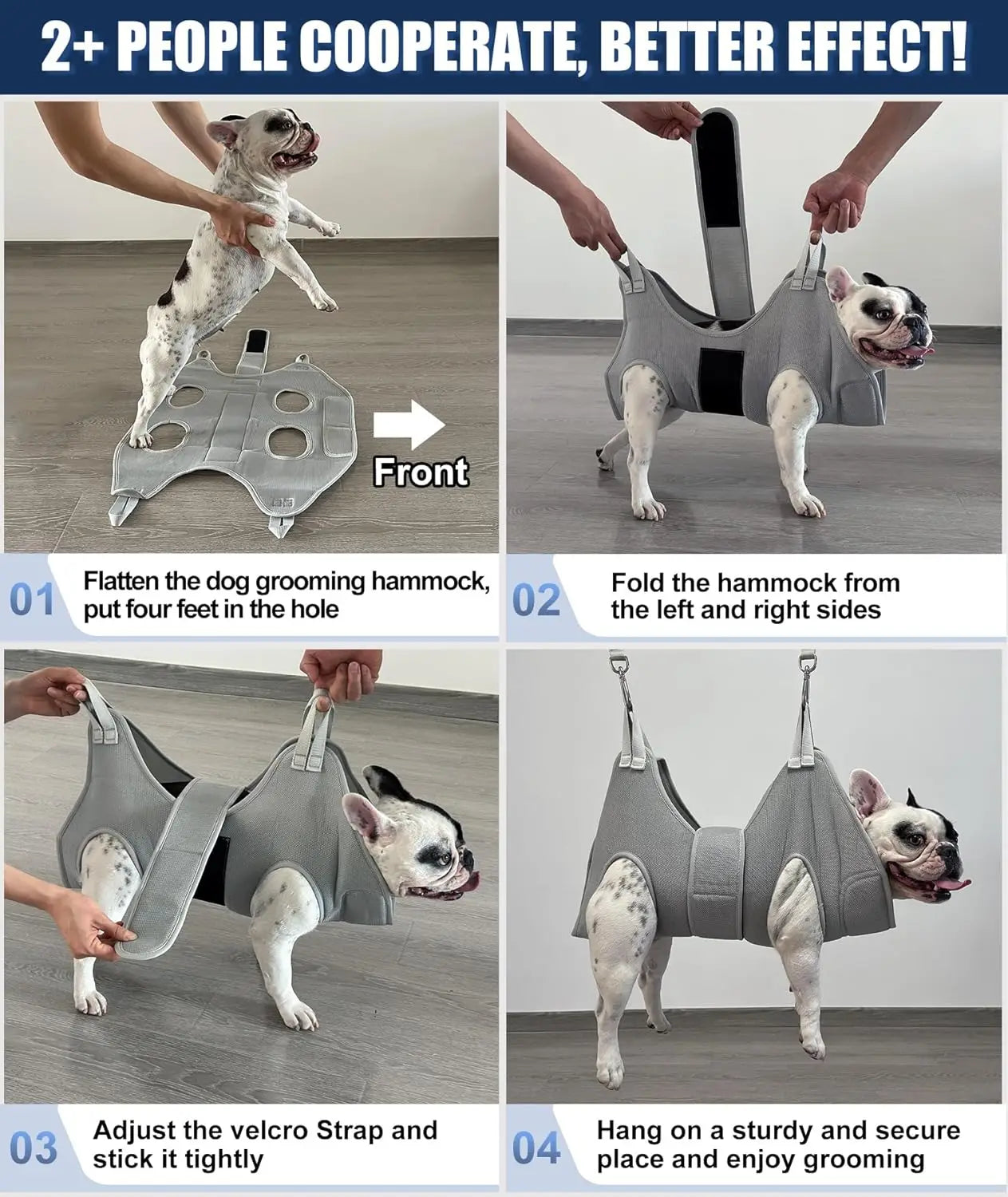 X-Large Dog Grooming Hammock with Thick Neck Support for Nail Trimming, Gray Pet Restraint Holder