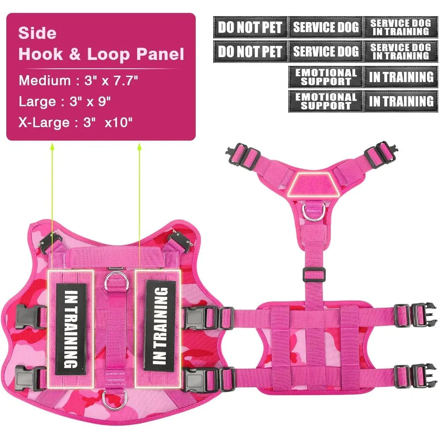 Tactical Working MOLLE Vest for Medium Service Dogs with 10 Pet Patches NoPull Heavy Duty Harness Ideal for Training Walking an