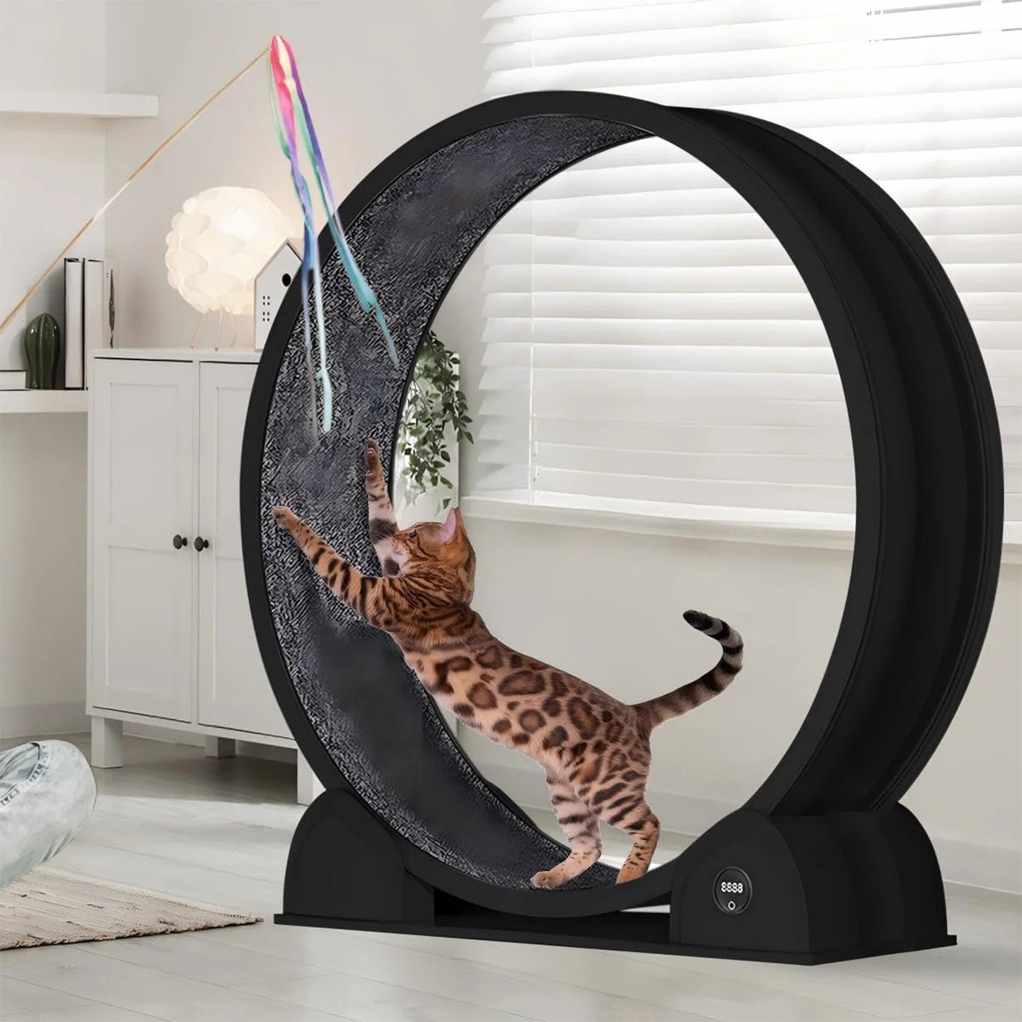 Cat Exercise Wheel 45" Large Treadmill For Indoor Cats Quiet Running Wheel With Smart Pedometer For Running Walking Training