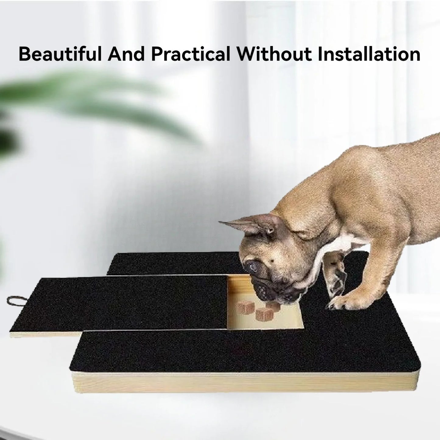 Nail Scratch Board Wood Scratch Pad for Nail Dogs with Treat Box Stress Free Dog Scratch Pad for Nails Nail File Board for Puppy