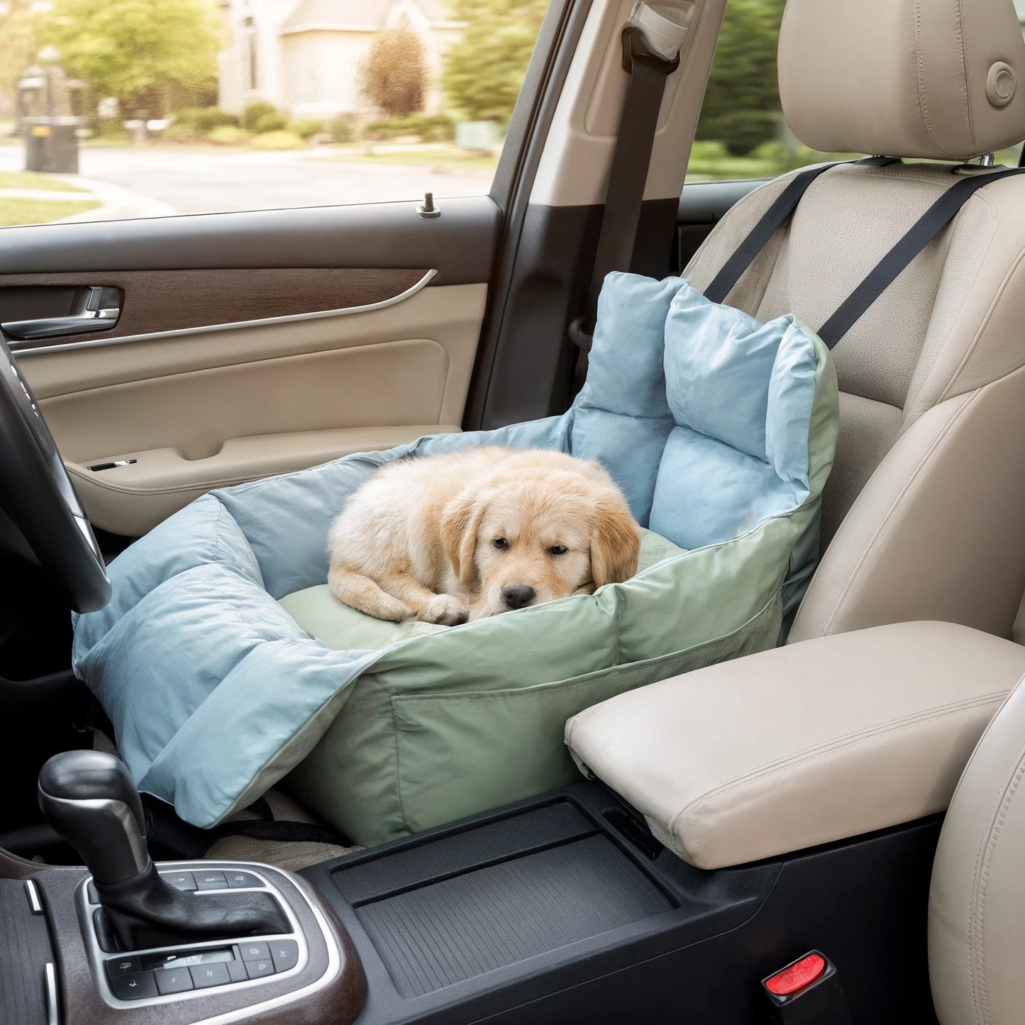 Dog Car Seat Safe & Cozy Travel Bed and Carrier for Small Dogs, Puppies, Pets up to 10 KG, Clip-On Leash & Storage Pockets