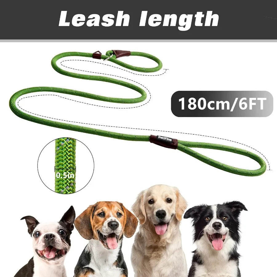 Slip Lead Dog Leash 6FT x 1 2 Reflective Durable Training Rope Heavy Duty Adjustable Nylon for Small Medium Large Dogs Green Pe