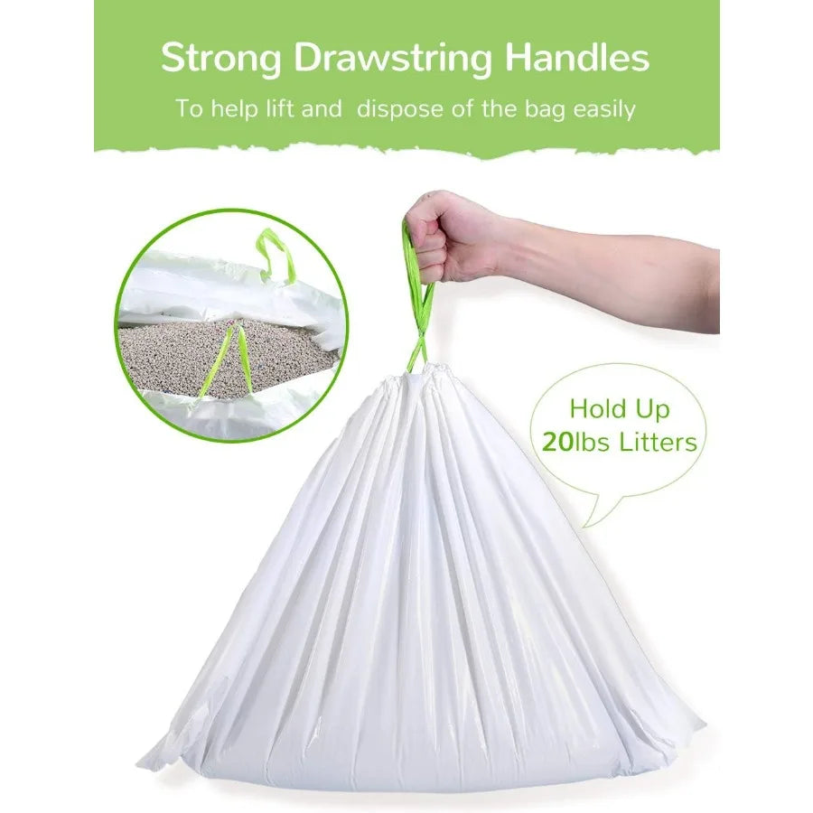 Jumbo Cat Litter Pan Liners 34 Count with Drawstring for Easy Cleanup Thick and Large Size XL Pet Supplies 36 x 19 Ideal for Da