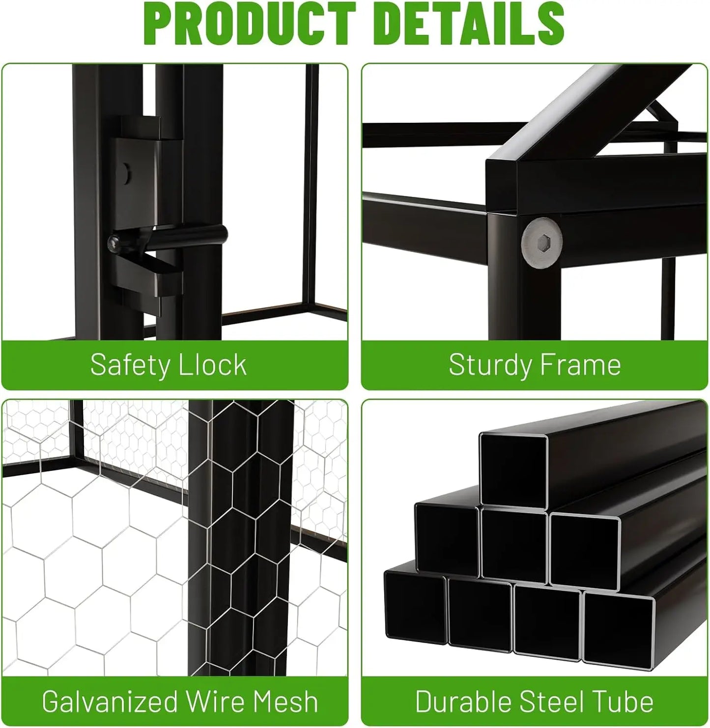 Metal Chicken Coop 79"×40"×40" Chicken Run with Waterproof Cover Portable Poultry Cage Walk in Hen House Outdoor Backyard Farm