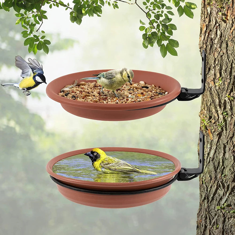 Tree Mounted Bird Feeder Water Container Attracts Wild Birds Bird Bath Spa Tray for Balcony Railing Garden Pet Supplies