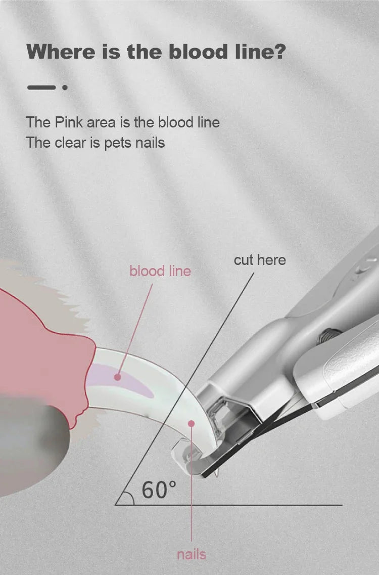 Pet Nail Clipper with LED Light Dog Cat Special Blood Line Scissors Multifunction Nail Trimmer Pet Cleaning Grooming Supplies