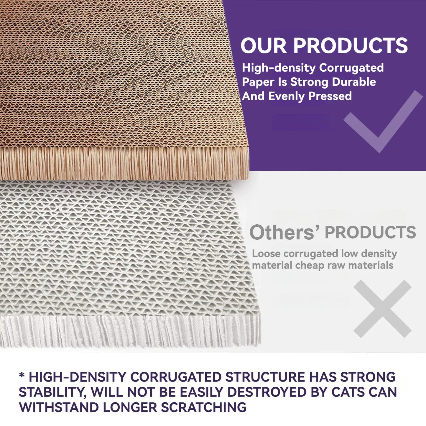 2 in 1 Cat Scratcher Cardboard Lounge Bed, Cat Scratching Post, Durable Board Pads Prevents Furniture Damage