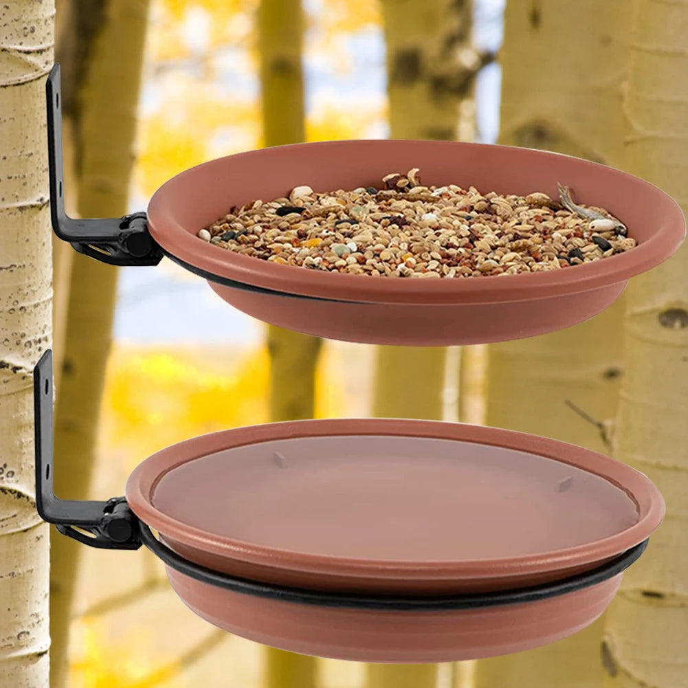 Tree Mounted Bird Feeder Water Container Attracts Wild Birds Bird Bath Spa Tray for Balcony Railing Garden Pet Supplies