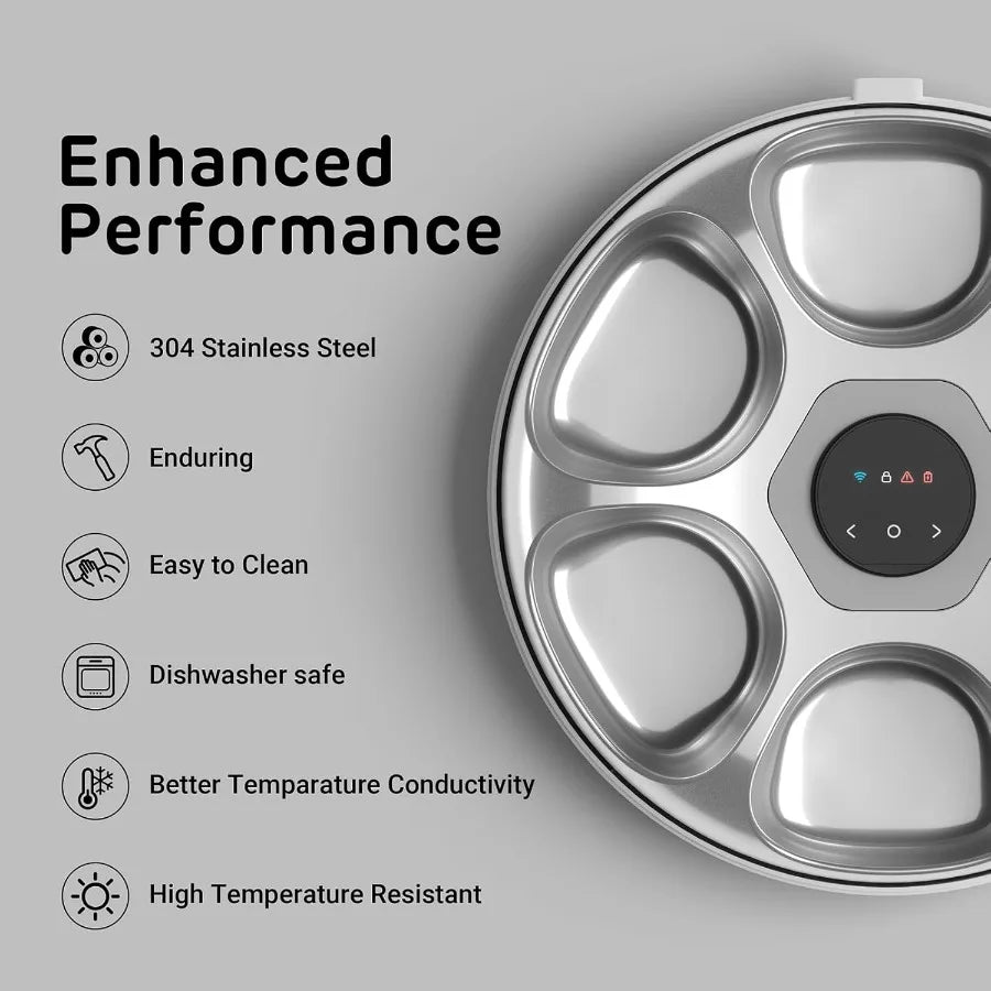 Stainless Steel Tray Version Donut Frost WiFi 6 Meal Automatic Wet Food Feeder with Ice Packs for Senior and Weak Pets App Cont