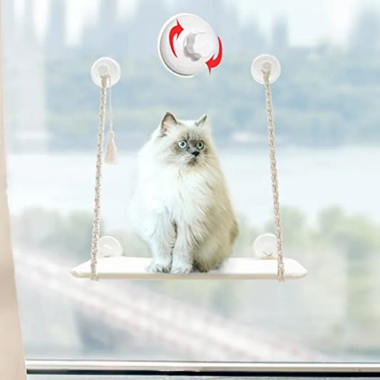 Cat Window Perch Macrame Boho Cat Hammock Wall Mounted Cat Bed for Indoor Cat Pet Resting Seat Safety Space Saving Cat Shelves