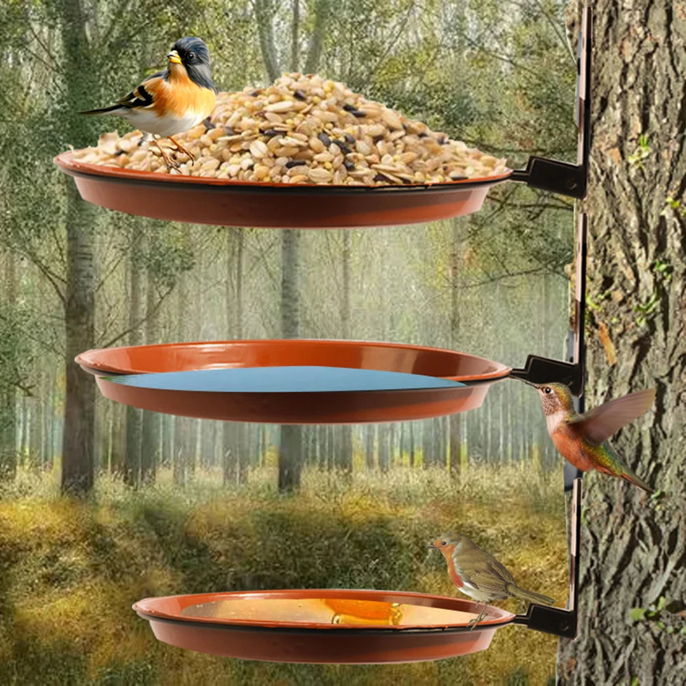 Tree Mounted Bird Feeder Water Container Attracts Wild Birds Bird Bath Spa Tray for Balcony Railing Garden Pet Supplies