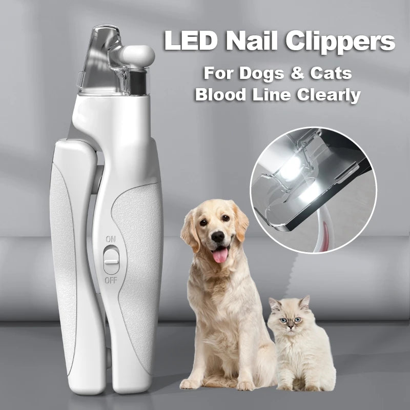 Pet Nail Clipper with LED Light Dog Cat Special Blood Line Scissors Multifunction Nail Trimmer Pet Cleaning Grooming Supplies