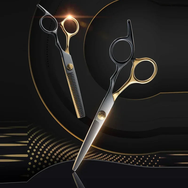 Professional Hair Cutting Scissors, Home Hair Cutting Barber/Salon Thinning Shears, Stainless Steel Hairdressing Black 2027