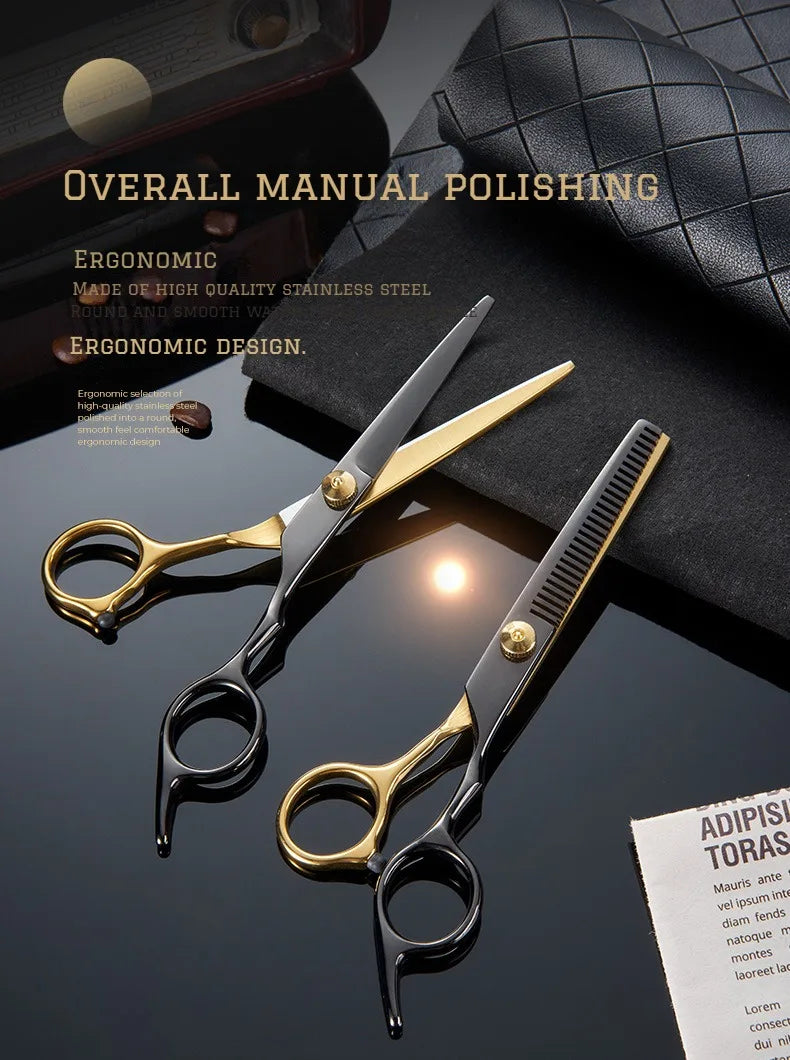 Professional Hair Cutting Scissors, Home Hair Cutting Barber/Salon Thinning Shears, Stainless Steel Hairdressing Black 2027