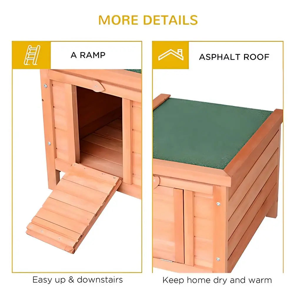 Natural Solid fir wood Pet/Dog - House Hinged Roof, non-slip ramp, Moisture-proof For Small Dogs Rabbits Small Animals