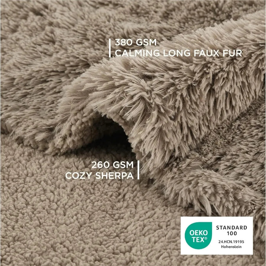 Waterproof Dog Blankets for Large Dogs Calming Cat Blanket for Couch Protector Washable Long Faux Fur Pet Throw Blanket for Pup