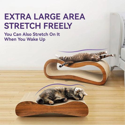 2 in 1 Cat Scratcher Cardboard Lounge Bed, Cat Scratching Post, Durable Board Pads Prevents Furniture Damage