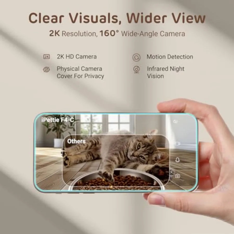 F4C Smart Automatic Pet Feeder with 160 WideAngle Camera 5G WiFi Connectivity 2K HD Video Motion and Sound Detection 2Way Voice