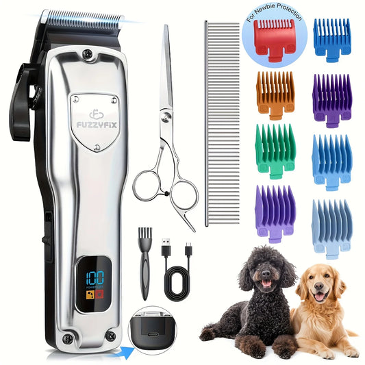 Professional Low Noise Rechargeable Dog Clippers for Grooming | Stainless Steel Hair Trimmer with Ceramic Blade