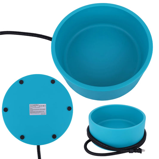 Heated Water Bowl 3.2 L/108 Oz Outdoor Thermal Pet Bowl Anti-Freeze Heated Pet Water Dish in Winter for Dog Cat Chicken Duck