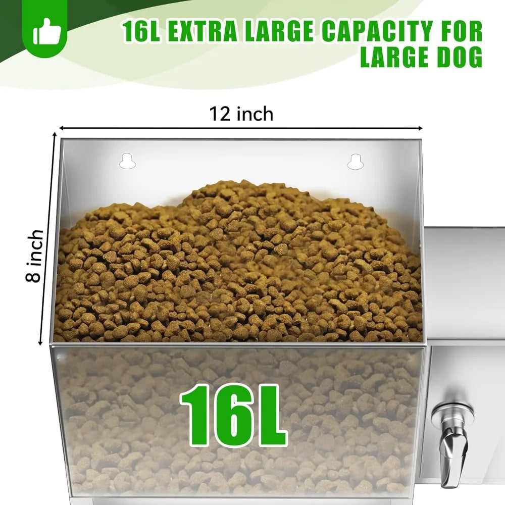 Chipak 16L Large Automatic Dog Feeder with Timer, Stainless Steel Pet Food Dispenser W/Programmable Feeding Schedule for Large B