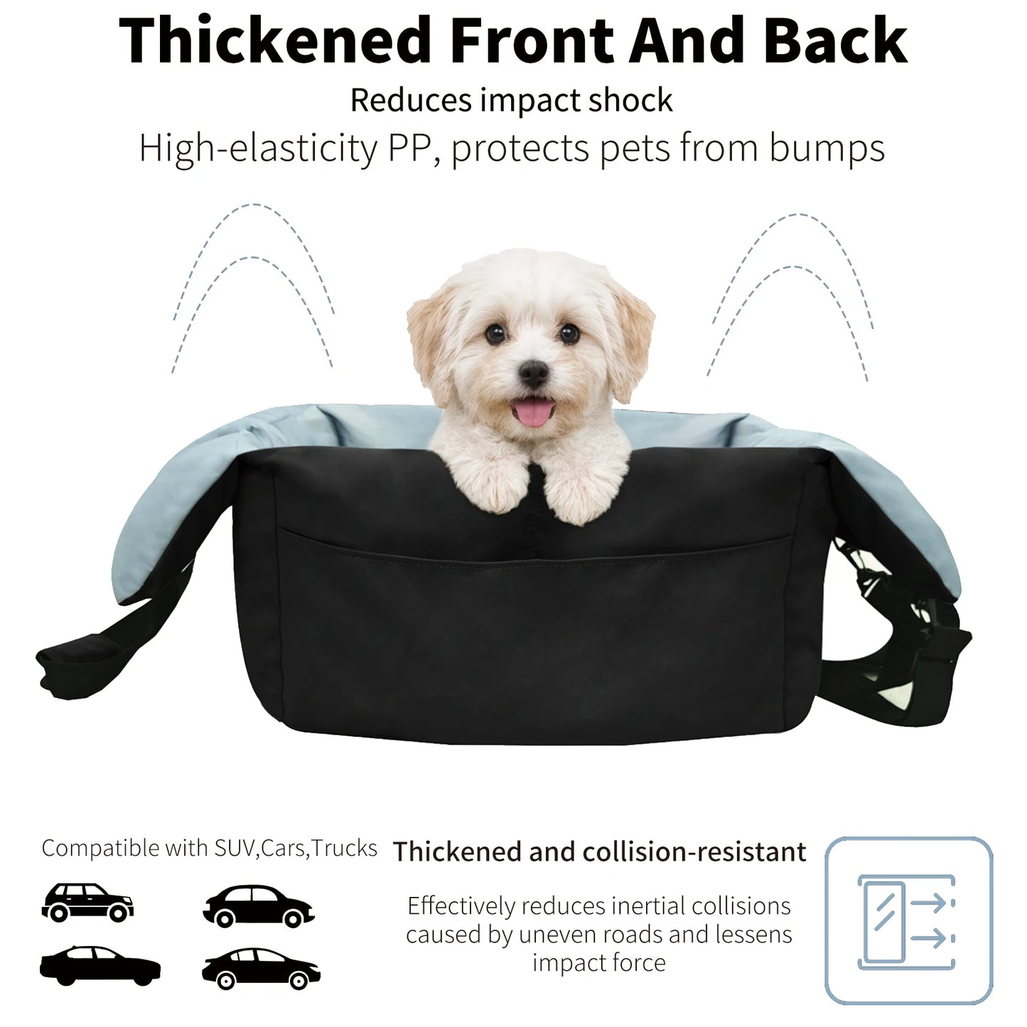 Dog Car Seat Safe & Cozy Travel Bed and Carrier for Small Dogs, Puppies, Pets up to 10 KG, Clip-On Leash & Storage Pockets