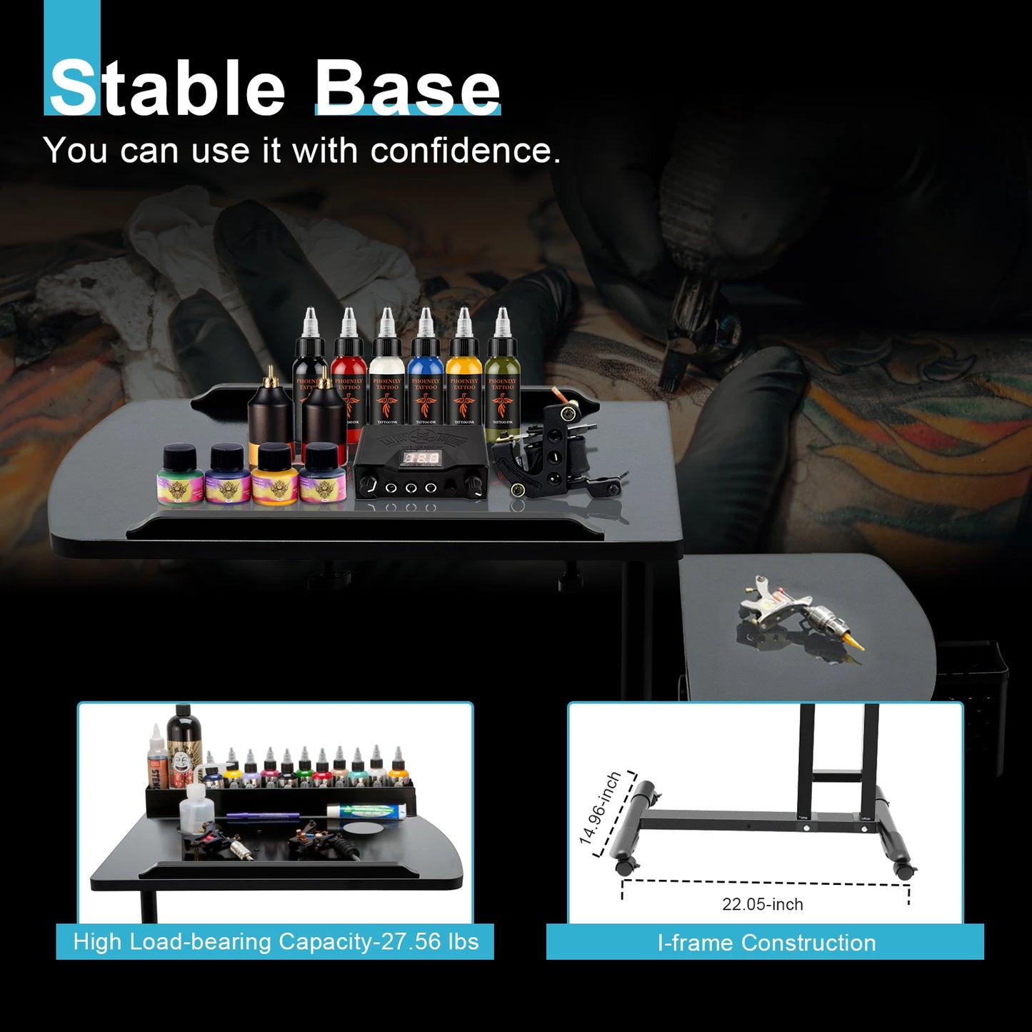 Adjustable Tattoo Station Table Rolling Tray Tattoo Workstation for Tattoo Studio Beauty Salon Medical Shop Salon Furniture