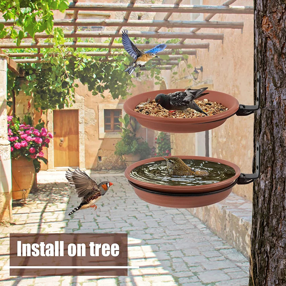 Tree Mounted Bird Feeder Water Container Attracts Wild Birds Bird Bath Spa Tray for Balcony Railing Garden Pet Supplies
