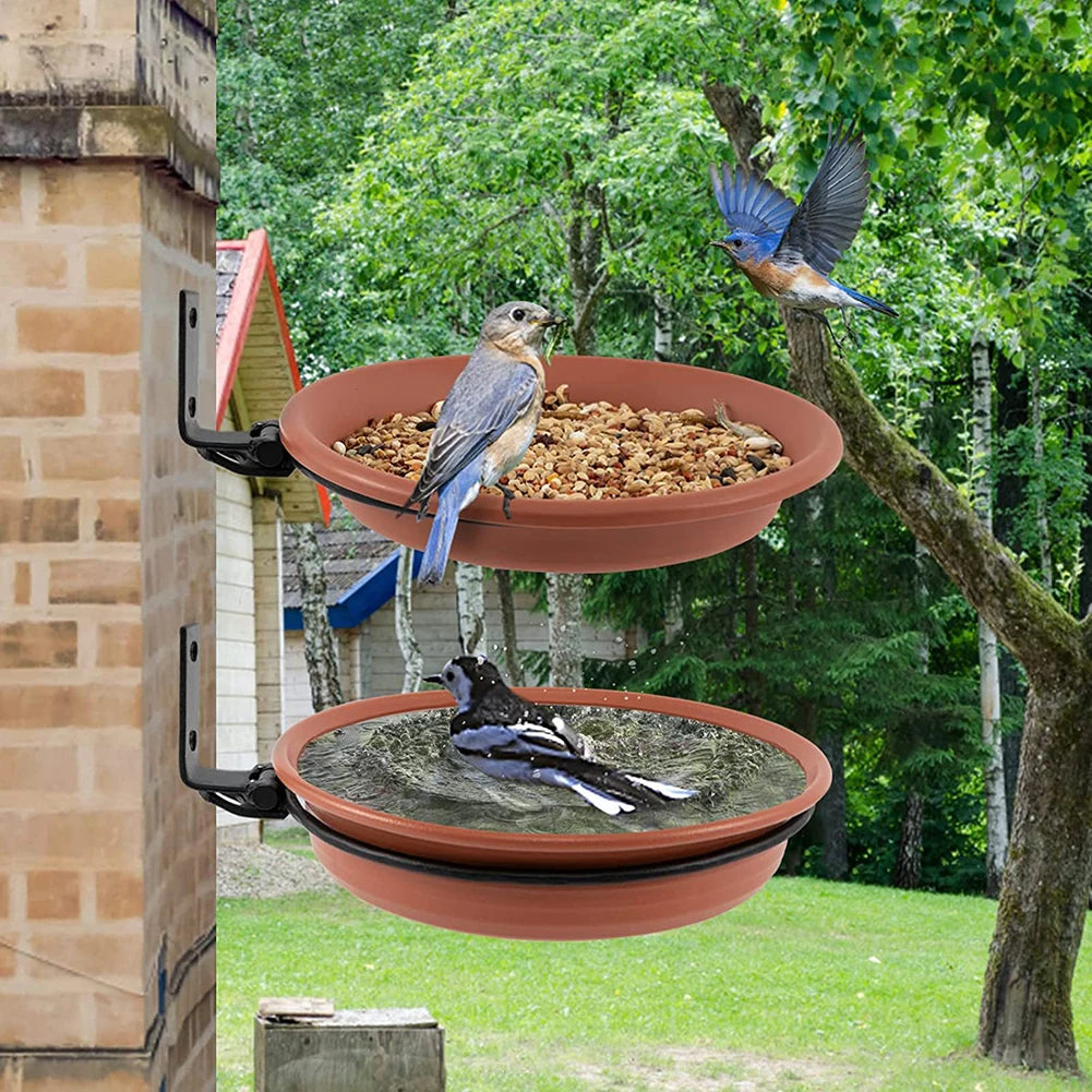 Tree Mounted Bird Feeder Water Container Attracts Wild Birds Bird Bath Spa Tray for Balcony Railing Garden Pet Supplies