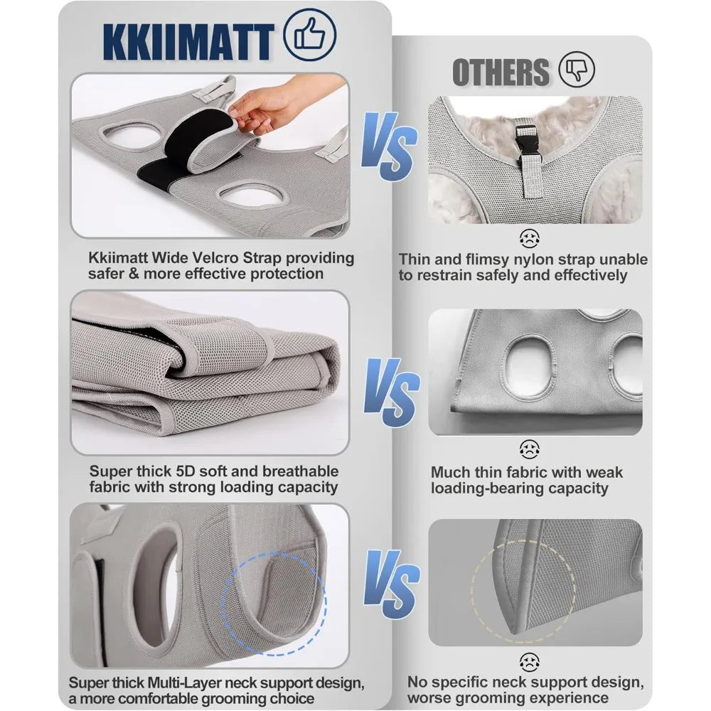 X-Large Dog Grooming Hammock with Thick Neck Support for Nail Trimming, Gray Pet Restraint Holder