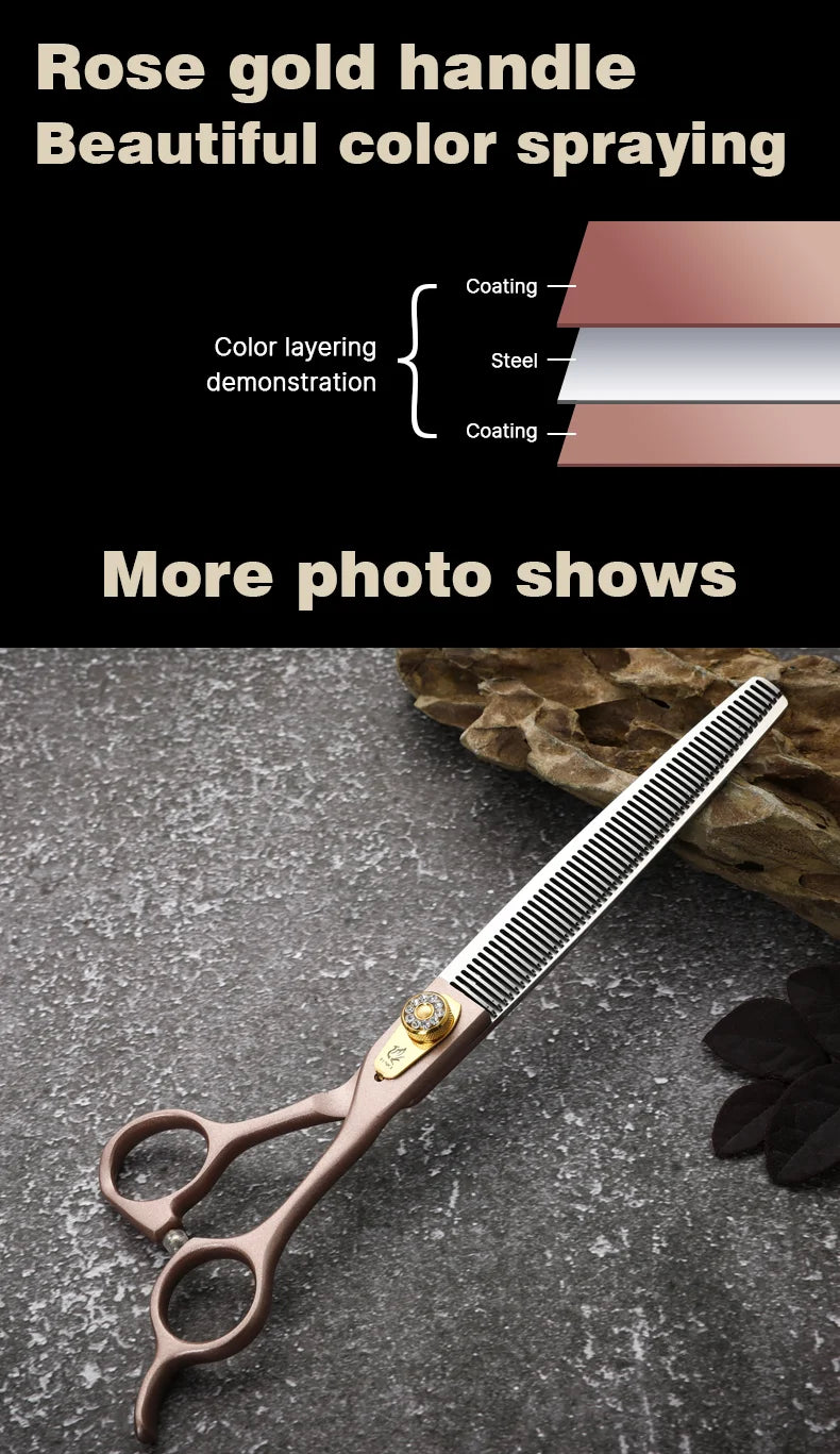 Fenice High-grade 7.5inch JP440C Steel Specials pet grooming thinner scissors Thinning rate 35% Shipping From USA