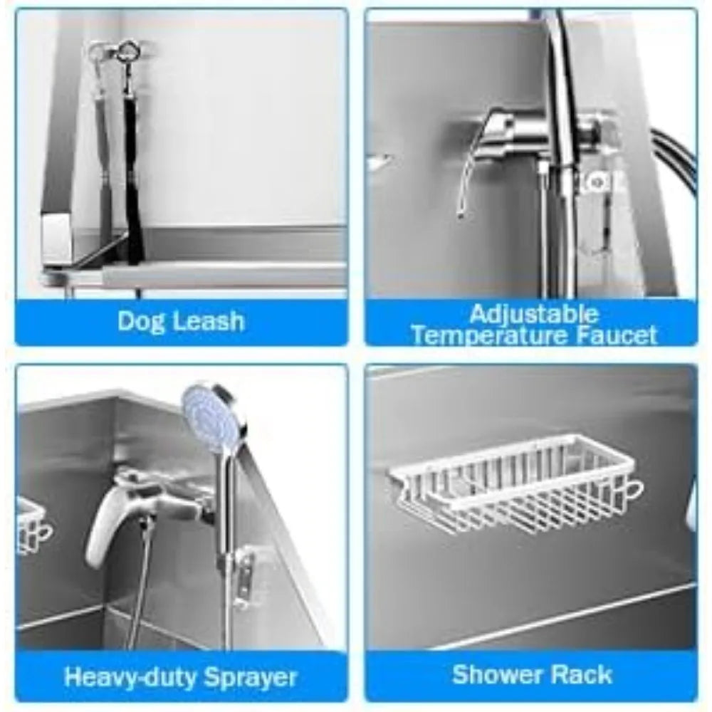 34'' Dog Washing Station for Small Dogs Grooming Tub Bathing Station Professional Pet Wash Station Bathtub for Home with Sliding
