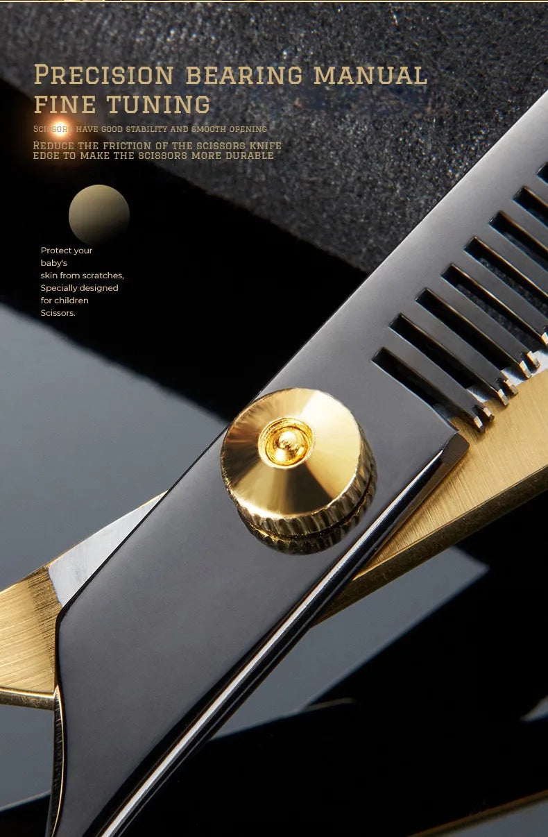 Professional Hair Cutting Scissors, Home Hair Cutting Barber/Salon Thinning Shears, Stainless Steel Hairdressing Black 2027