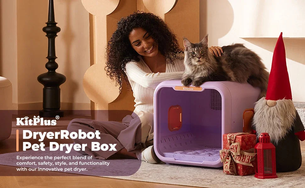 71L Ultra Quiet Pet Dryer Box for Dogs & Cats, Smart Temp Control, Ambient Light & Lock, Large Capacity Hair Dryer Box