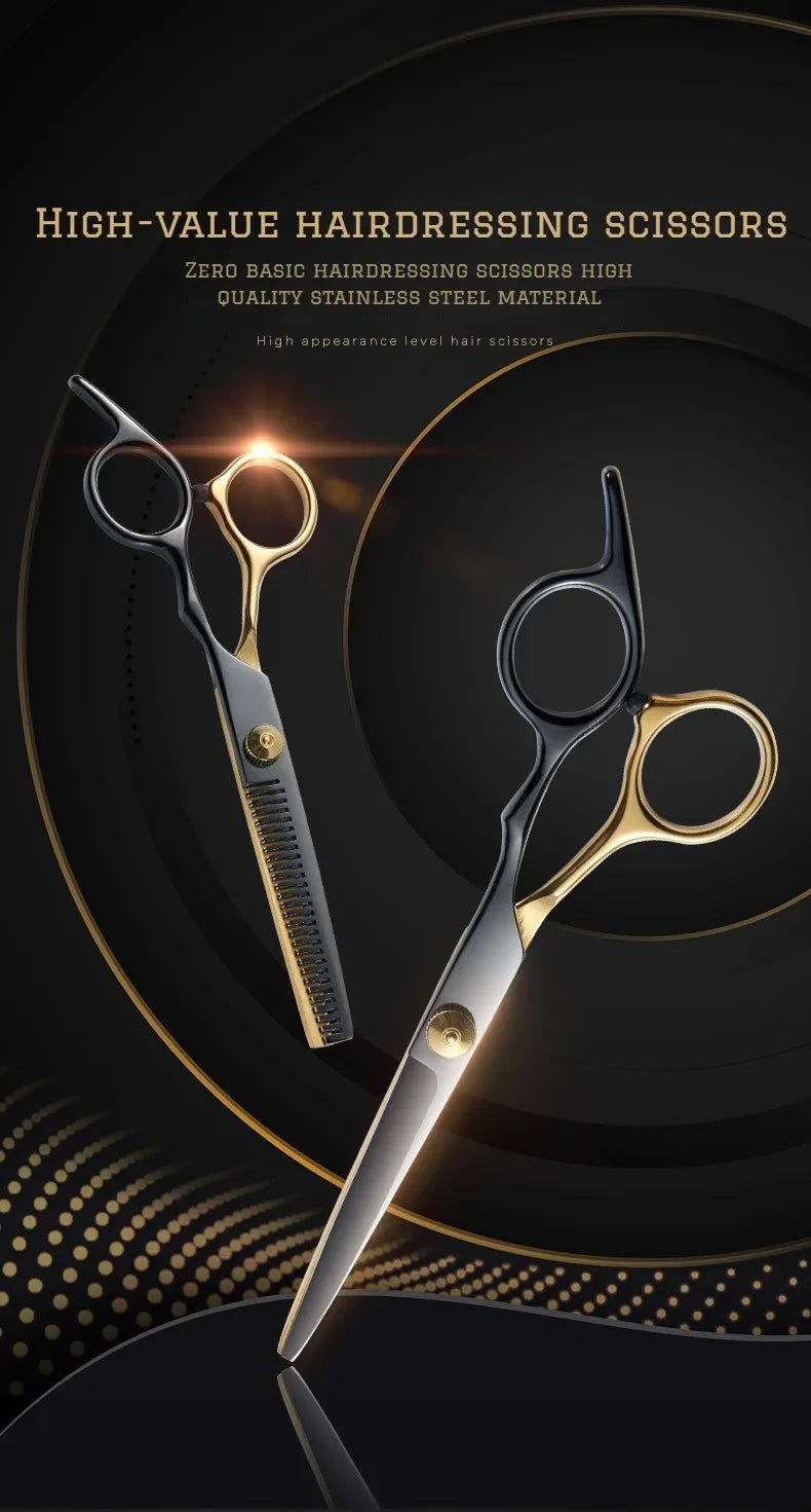 Professional Hair Cutting Scissors, Home Hair Cutting Barber/Salon Thinning Shears, Stainless Steel Hairdressing Black 2027