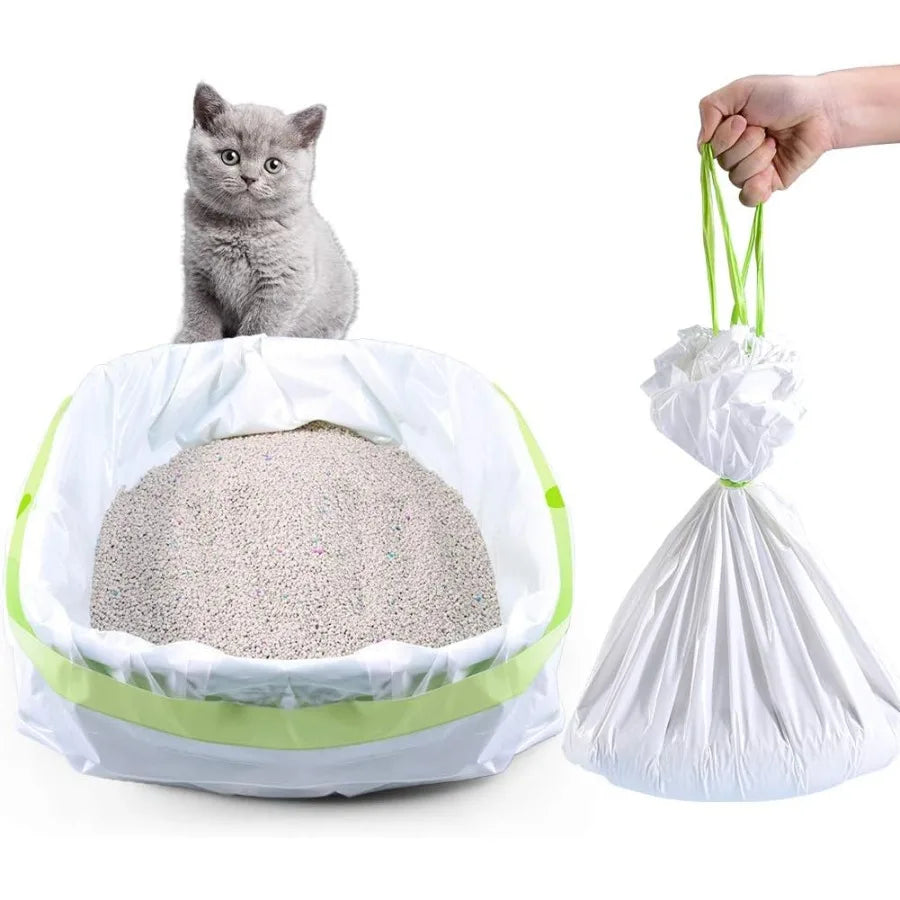 Jumbo Cat Litter Pan Liners 34 Count with Drawstring for Easy Cleanup Thick and Large Size XL Pet Supplies 36 x 19 Ideal for Da