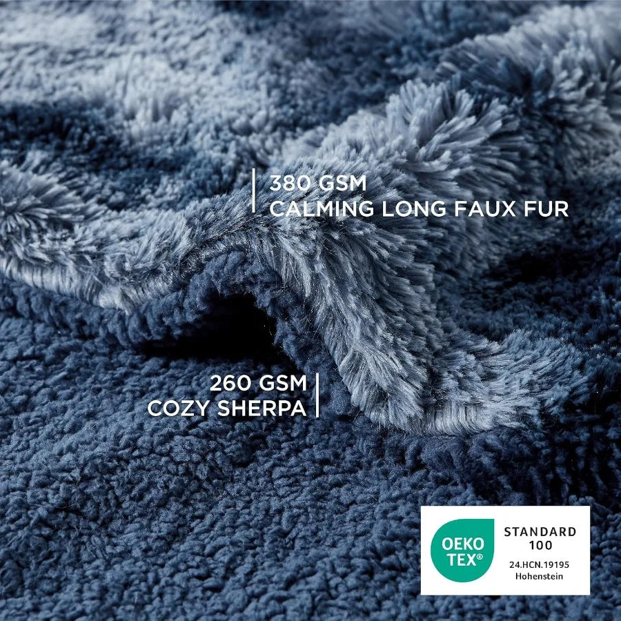 Waterproof Dog Blankets for Large Dogs Calming Cat Blanket for Couch Protector Washable Long Faux Fur Pet Throw Blanket for Pup