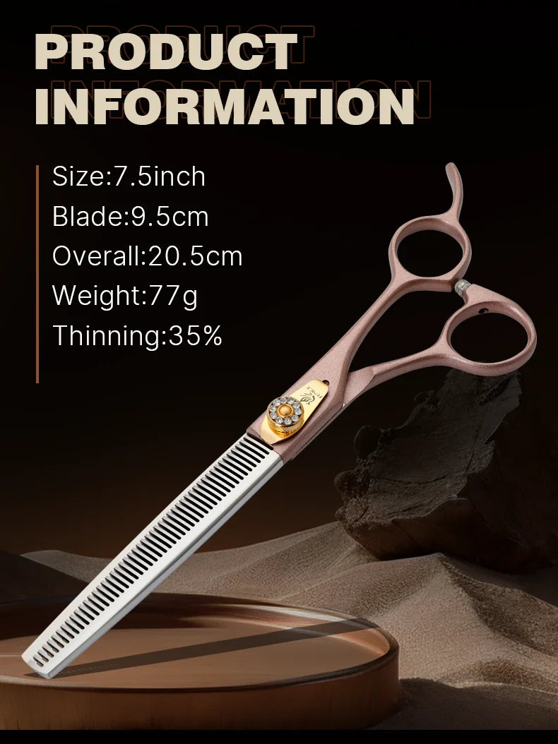 Fenice High-grade 7.5inch JP440C Steel Specials pet grooming thinner scissors Thinning rate 35% Shipping From USA