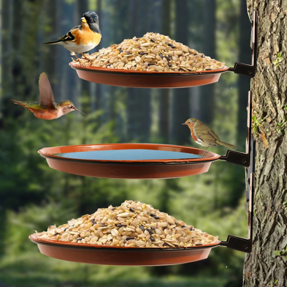 Tree Mounted Bird Feeder Water Container Attracts Wild Birds Bird Bath Spa Tray for Balcony Railing Garden Pet Supplies