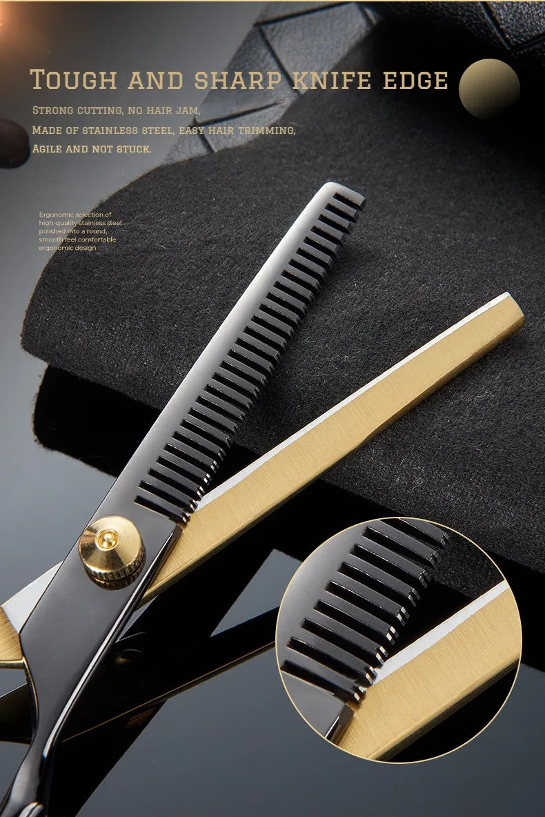 Professional Hair Cutting Scissors, Home Hair Cutting Barber/Salon Thinning Shears, Stainless Steel Hairdressing Black 2027
