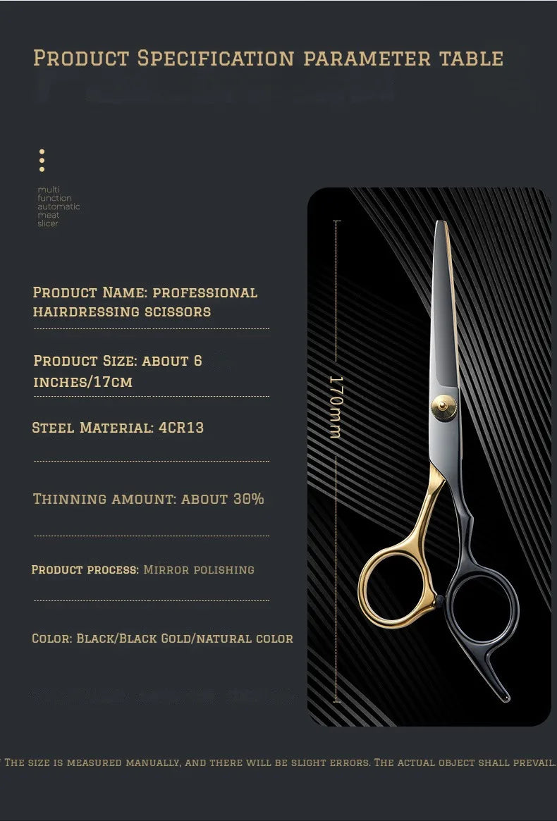 Professional Hair Cutting Scissors, Home Hair Cutting Barber/Salon Thinning Shears, Stainless Steel Hairdressing Black 2027