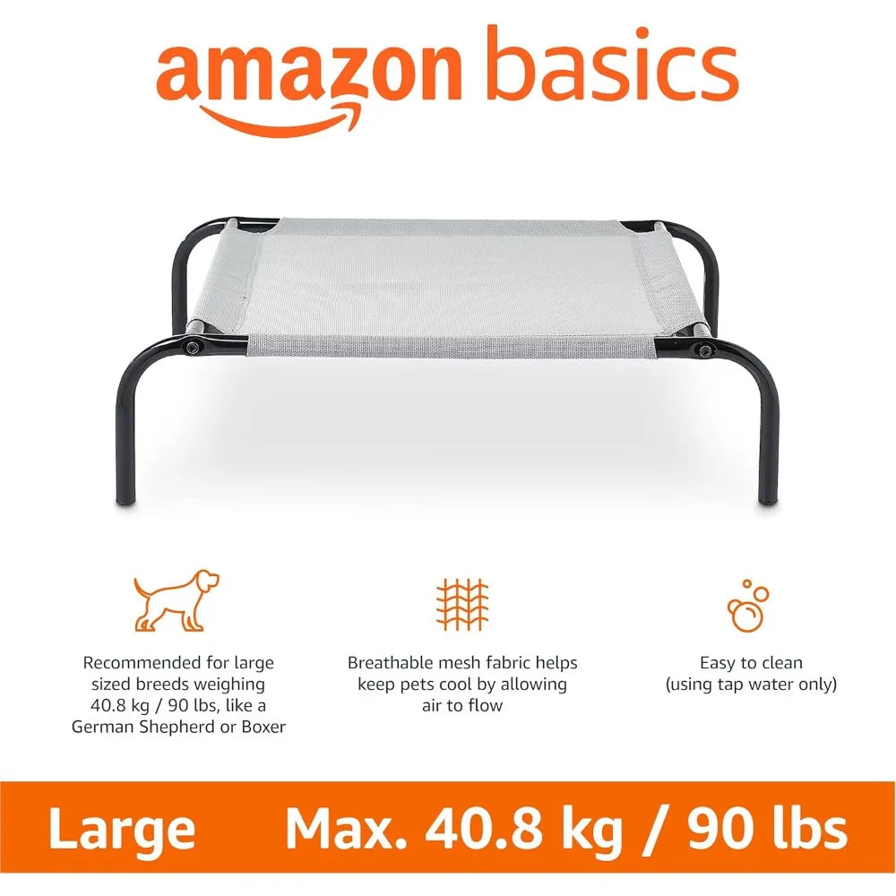 amazon basics cooling breathable elevated dog bed with metal frame for large dogs, 51 x 31 x 8 inch, grey
