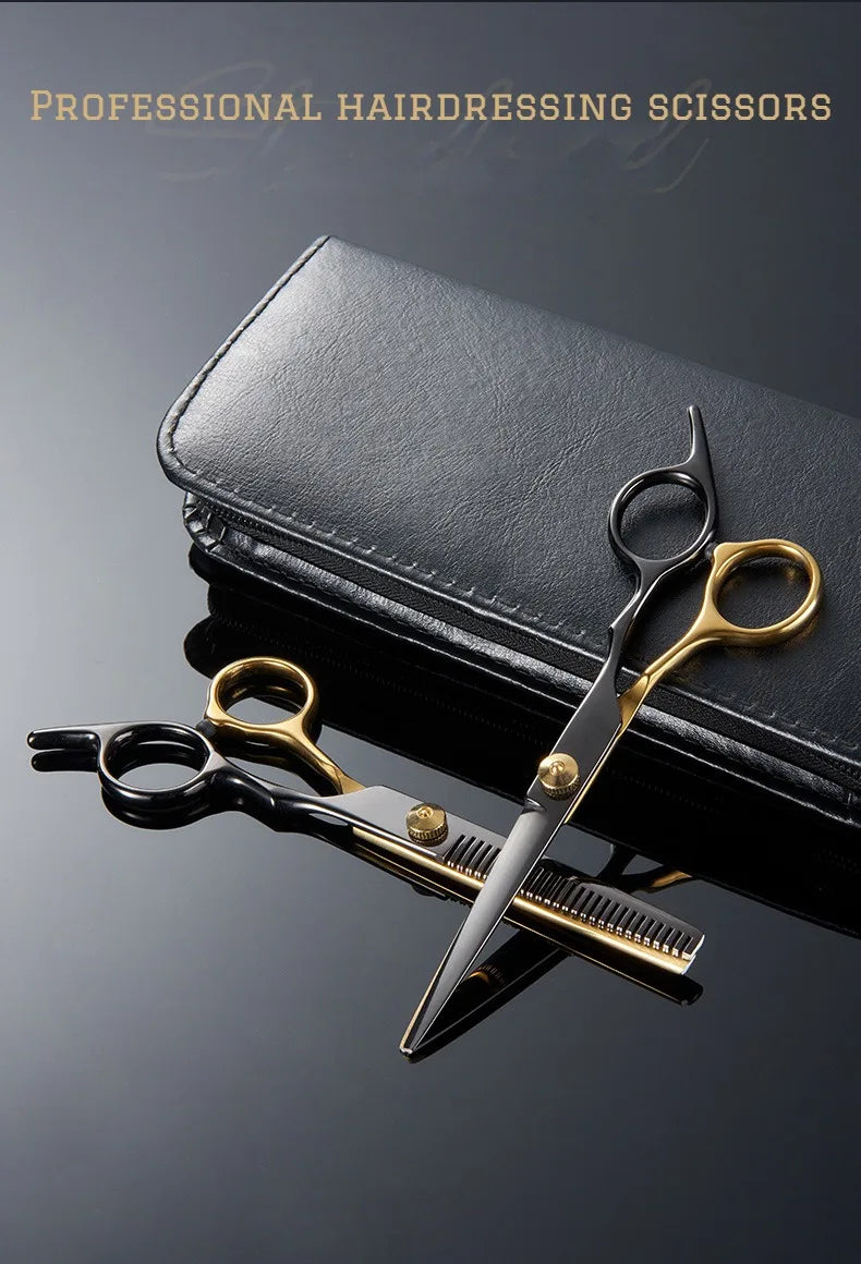 Professional Hair Cutting Scissors, Home Hair Cutting Barber/Salon Thinning Shears, Stainless Steel Hairdressing Black 2027