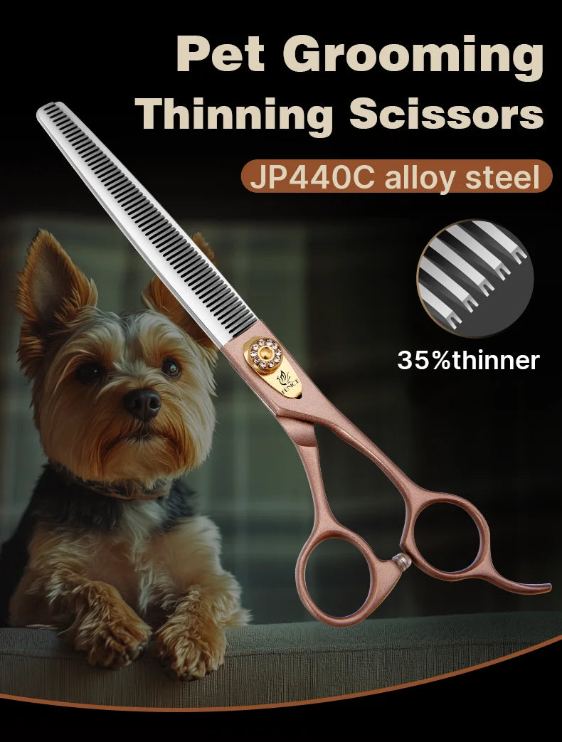 Fenice High-grade 7.5inch JP440C Steel Specials pet grooming thinner scissors Thinning rate 35% Shipping From USA