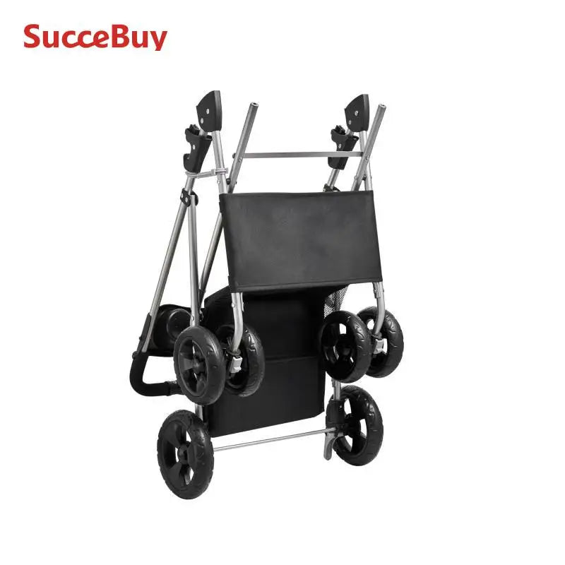 SucceBuy Pet Stroller 35 lbs Weight Capacity Dog Stroller Cart 4 Wheels Pram w/Detachable Mesh Carrier w/ Brake for Small to Pet