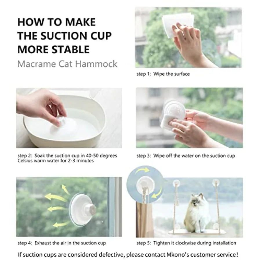 Cat Window Perch Macrame Boho Cat Hammock Wall Mounted Cat Bed for Indoor Cat Pet Resting Seat Safety Space Saving Cat Shelves