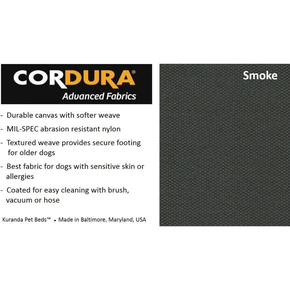 durable cordura pet bed - 25x18 inches - smoke grey