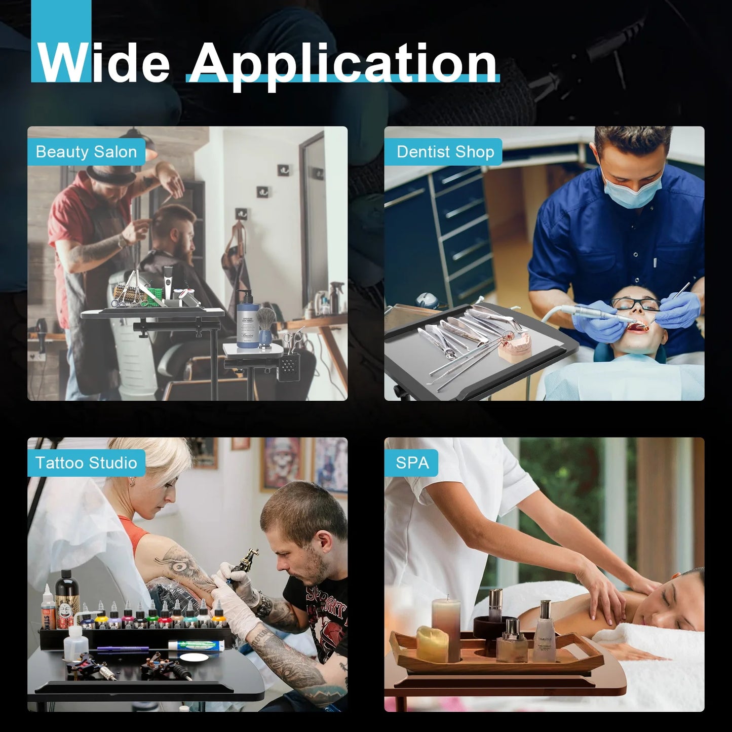 Adjustable Tattoo Station Table Rolling Tray Tattoo Workstation for Tattoo Studio Beauty Salon Medical Shop Salon Furniture