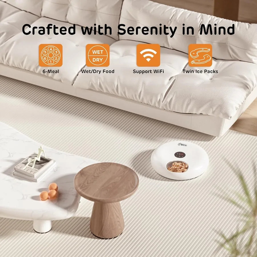 Stainless Steel Tray Version Donut Frost WiFi 6 Meal Automatic Wet Food Feeder with Ice Packs for Senior and Weak Pets App Cont