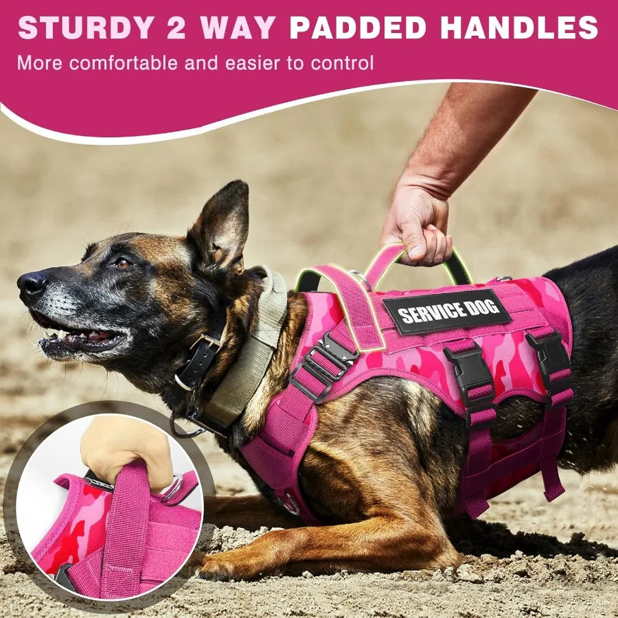 Tactical Working MOLLE Vest for Medium Service Dogs with 10 Pet Patches NoPull Heavy Duty Harness Ideal for Training Walking an